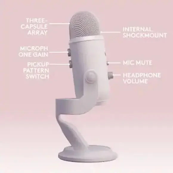 NEW Logitech Blue Yeti USB Microphone White Mist Streaming Gaming Podcast Mic - Picture 6 of 14